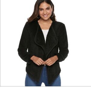 Juicy Couture Black Sherpa Open Front Cardigan M